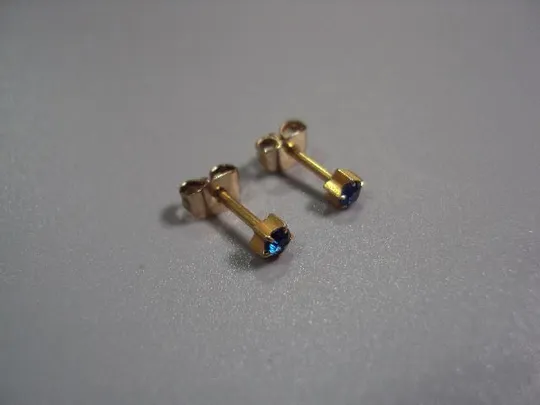 Купити Бижутерия серьги гвоздики звездочки с синим камушком Европа б/у позолота (№9) №11241