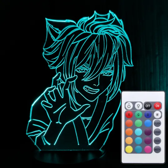 Акриловий світильник-нічник з пультом 16 кольорів Горо Genshin tty-n001183 Ціна