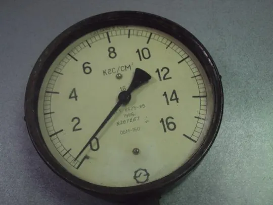 манометр ОБМ-160 0-16 кгс/см2 1966 год ссср №10326 Де купити