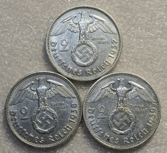 ☝️2 Марки 3 Рейх 1837г..1938г..1939г..(серебро) З аукціону