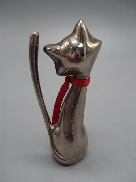 Фигура миниатюра статуэтка кот с бантиком металл Европа кошка с бантом высота 7,3 см №15044 Де купити