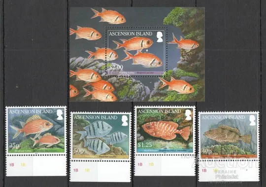 Купити Вознесения о-ва-Рифовые Рыбы-2010.Чистый полный красивый комплект.MNH.
