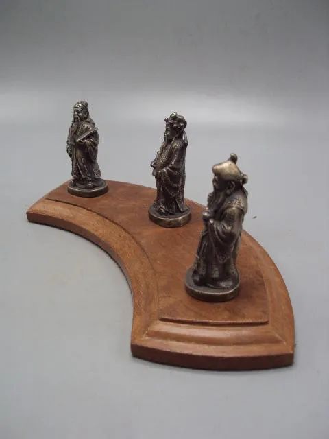 Фигура серебро статуэтка Три звездных старца Мудрец Фу, Мудрец Лу и Мудрец Шоу на подставке №14268 З аукціону