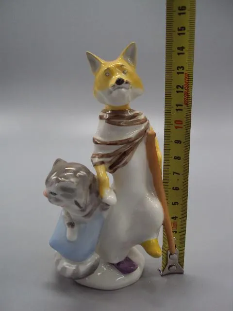 Фигура фарфор статуэтка ЛФЗ кот Базилио и лиса Алиса сказка буратино и золотой ключик 14,5 см №14517 З аукціону