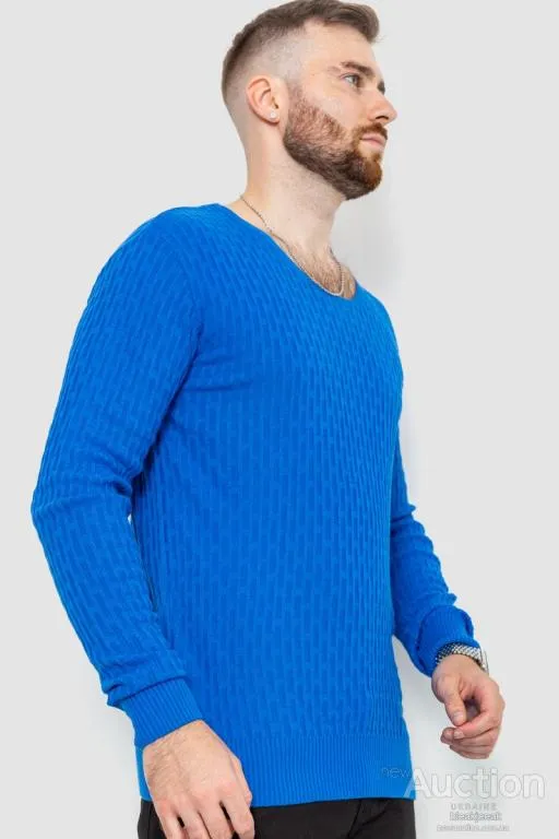 Свитер мужской однотонный, цвет электрик, 235R1394 З аукціону