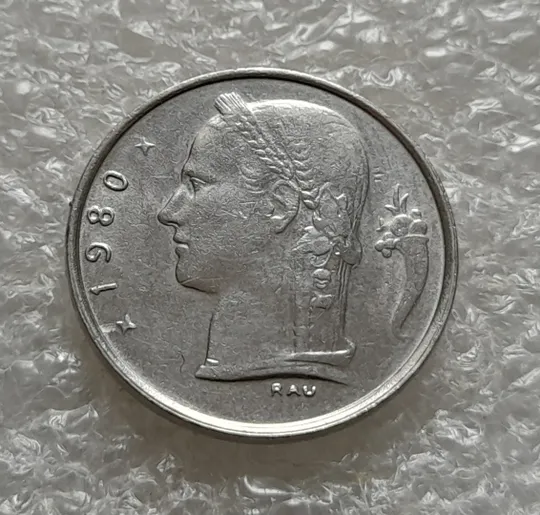 (5627) 1 франк 1980 Бельгія (Бельгия) легенда французькою 'BELGIQUE' Ціна