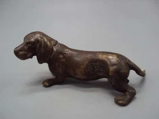 Фигура бронза статуэтка миниатюра собака такса собачка высота 3,6 см, длина 8 см №13661 Ціна