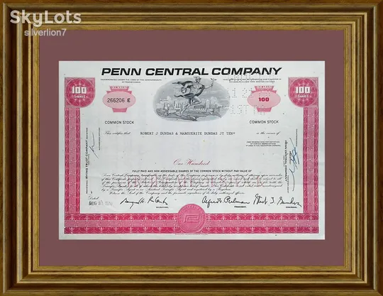 Акція Сертифікат на 100 Акцій Penn Central Company 1970 США Mt 11 З аукціону
