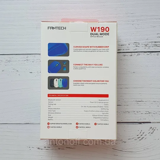 Купити Бездротова мишка Fantech W190 подвійне з&#039;єднання Bluetooth та 2.4GHz Синій