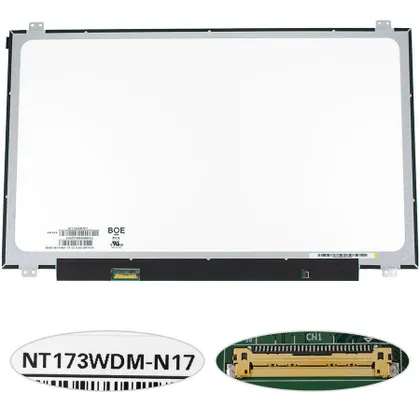 фото, Матриця 17.3" NT173WDM-N17 (1600 * 900, 30pin (eDP), LED, SLIM (вертикальні вушка), глянець, роз'єм зліва внизу) для ноутбука