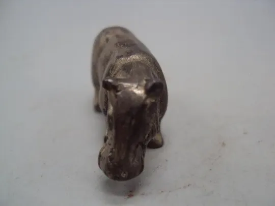 Фигура миниатюра статуэтка бегемот гиппопотам серебро 925 проба вес 50,18 г высота 2,1 см №14426 З аукціону