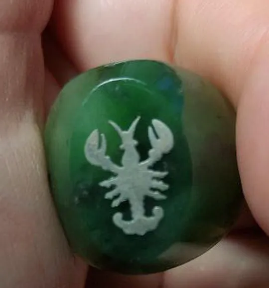 Винтажное кольцо из нефрита, серебро,  Рак (знак зодиака) 1970-е СССР dt638 З аукціону