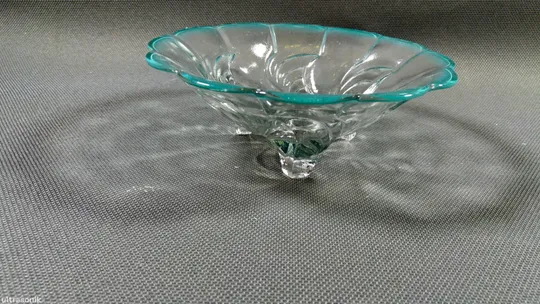 Цукерниця ваза кольорове радянське скло з бірюзовим кантом Вживане Недорого