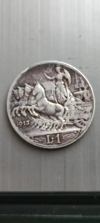 Редкая монета Квадрига 1 лира 1913 года Италия серебро pkd84 Ціна