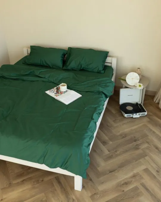 Постельное белье евро Dushka Home Сатин Люкс 20922 200х220 см изумрудное З аукціону