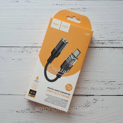 фото, Aux Type-C перехідник Hoco LS37 Digital Audio Converter USB-C to 3.5mm Female Чорний