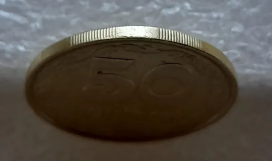 (4914) 50 копійок 1992 1ААм зминання елементів зображення на реверсі (50 копеек 1992 1ААм брак) Інтернет-аукціон