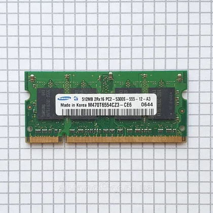 фото, Модуль пам'яті Samsung 512MB 2Rx16 PC2-5300S (DDR2) M470T6554CZ3-CE6 для ноутбука