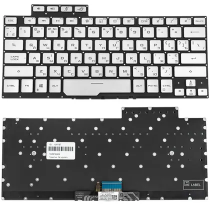 фото, Клавіатура для ноутбука ASUS (GA401 series) ukr, silver, без фрейму, підсвічування клавіш