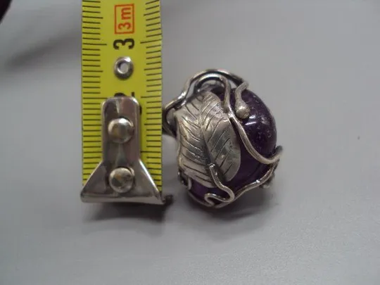 Женское кольцо авторское Аметист листик серебро 925 проба Украина вес 13,59 г 19 размер новое №14384 Недорого
