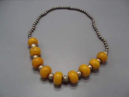 фото, Бусы в один ряд ожерелье янтарь серебро намисто бурштин вес 119,93 г длина 60 см №18569