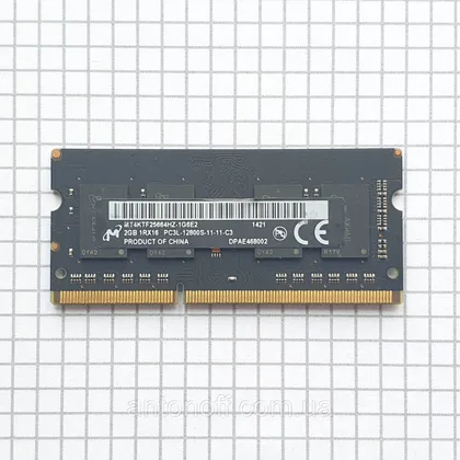 фото, Модуль пам'яті Micron 2GB 1RX16 PC3L-12800S (DDR3L) MT4KTF25664HZ-1G6E2 для ноутбука