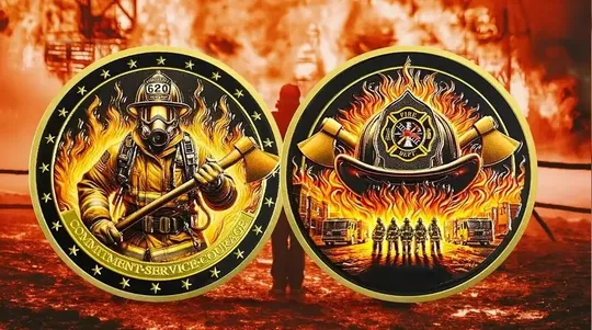 Сувенірна монета:  Пожежник " Хоробрість та відданість ". Ціна