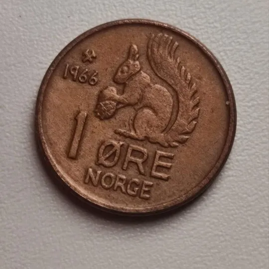 Монета Норвегии 1966 года - Белочка 1 оре rk627 Ціна