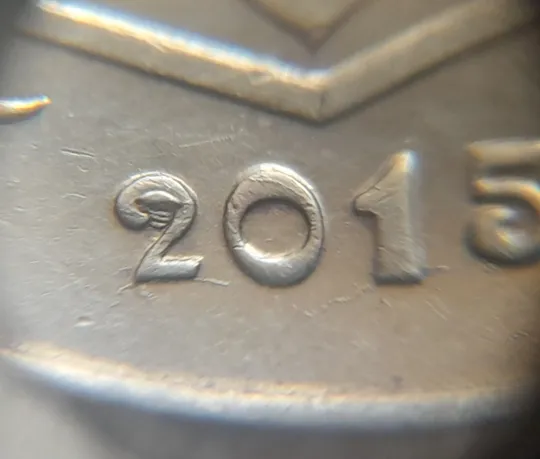 (7361) 10 копійок 2015 різновид викрошок і розколів на аверсі (10 копеек 2015 брак) Ціна