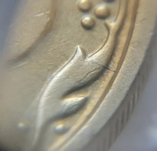 Купити (5380) 10 копійок 2007 розкол між 1 та 2 гронами від канту на реверсі (10 копеек 2007 брак)