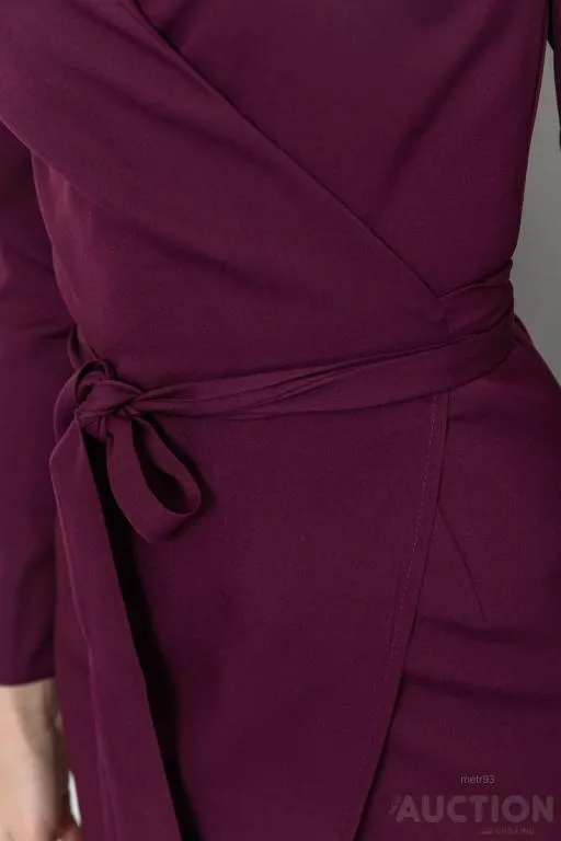 Платье на запах однотонное, цвет бордовый, 214R388 Де купити