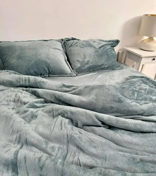 Постельное белье плюшевое семейное Dushka Home 20843 160х215х2 см бирюзовое Продаж