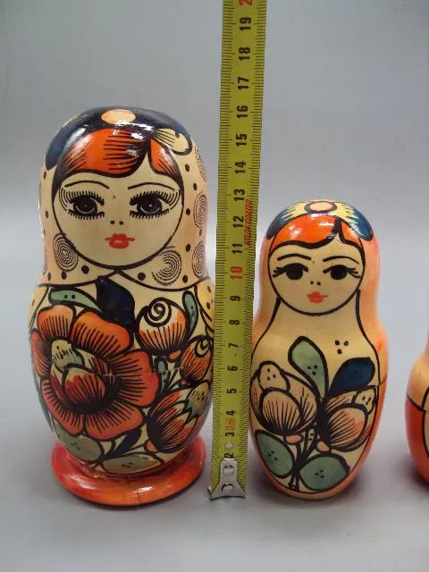 Матрешка дерево 5 кукольная роспись матрешки высота 3,9 см, 6 см, 9,4 см, 12,7 см, 16 см №11003 Де купити