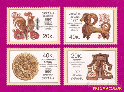 фото, ** УКРАИНА 1997 N166-169 марки Народное искусство СЕРИЯ