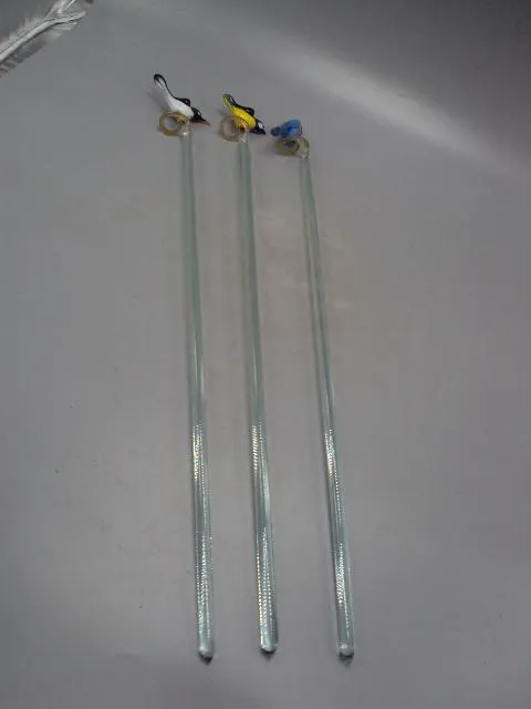 Интерьерные птички попугай, синичка и сорока на палочках стекло в вазу лот 3 шт 47 см и 45 см №13996 Характеристики