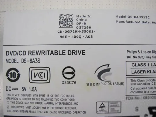 №262-12 DVD-привод 0G729H для Dell Vostro 1015 Latitude E5500 E5400 оригінал Продаж