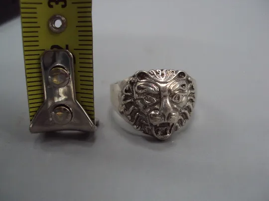 Кольцо мужской перстень голова льва печатка лев серебро 800 проба вес 6,61 г 21,5 размер №15587 З аукціону