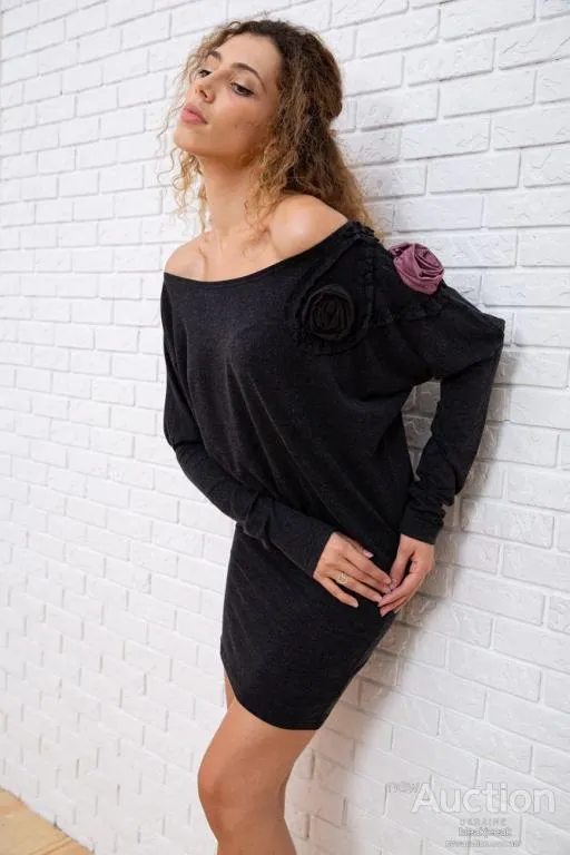 Шерстяное приталенное платье, темно-серого цвета, 167R147-1 Де купити