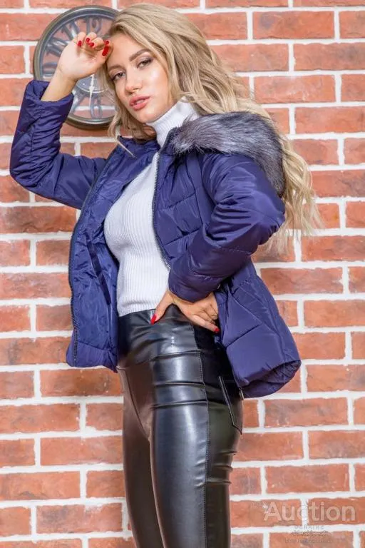 Демисезонная куртка с капюшоном, синего цвета, 167R2227 Продаж