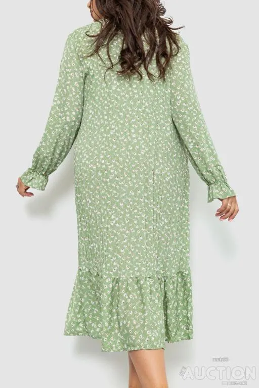 Платье шифоновое с принтом, цвет оливковый, 204R201-1 Продаж