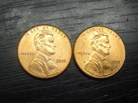 1 цент 2018 США (два різновиди) Ціна