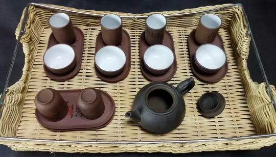 Китайский набор для чайной церемонии 4 чайные пары + чайник + поднос Ціна