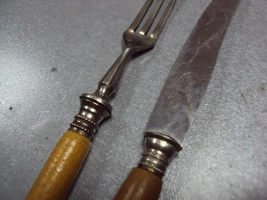 Столовые приборы десертный набор вилка и нож Solingen Rostfrei металл дерево длина 15 и 16 см №13270 З аукціону