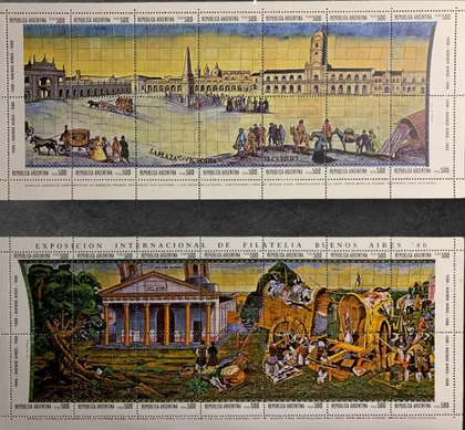 фото, АРГЕНТИНА Сувенірні аркуші з фресками 1980 р