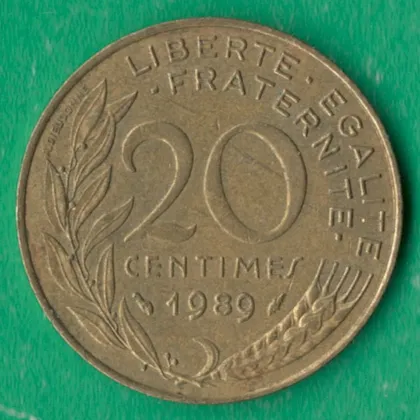 фото, 20 сантимів 1989 року Франція [М]