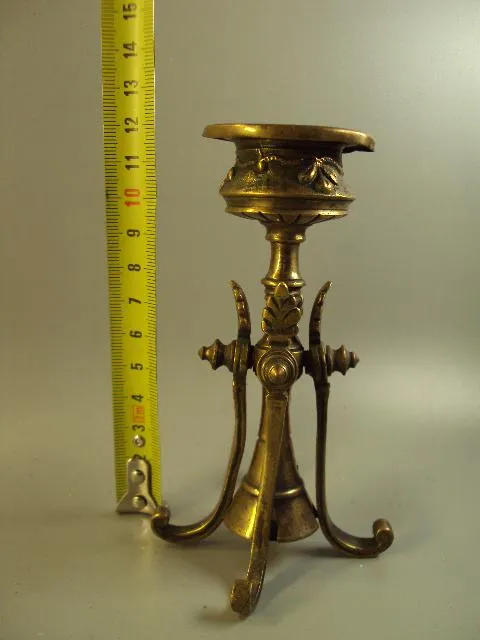 Подсвечник латунь на 4 ноги листочки маленький высота 12 см №677 Інтернет-аукціон