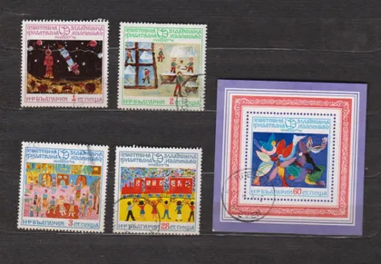фото, ДИТЯЧІ МАЛЮНКИ - ДЕТСКИЕ РИСУНКИ = БОЛГАРИЯ - БОЛГАРИЯ = 1974 р. = гаш. ==