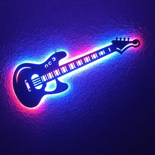 Купити Панно декоративне картина на стіну Гітара LED-SMART 16 кольорів пульт 250х742 acr-p000107