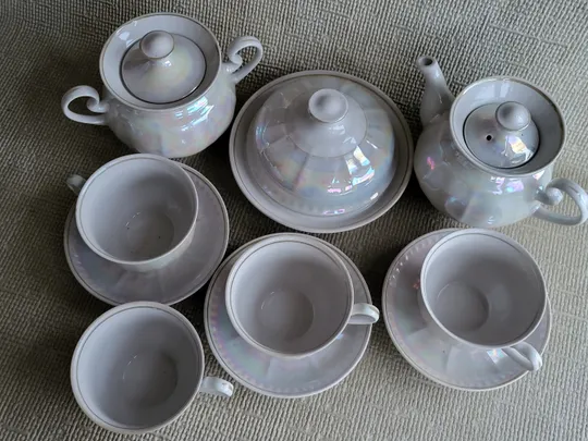 Сервиз чайный Тернопольский ФЗ, заварник, сахарница, масленка, 4 чашки, 3 блюдечка З аукціону