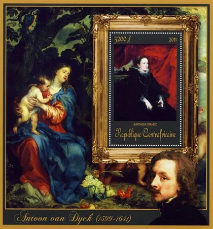 фото, ЦАР-Живопись- Антуан Ван Дейк -2011.Чистый  красивый Блок.MNH.